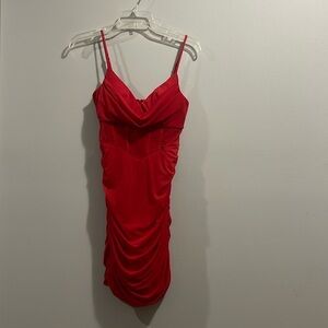 Alice Elle Red Bodycon Cinched Side Mini Dress